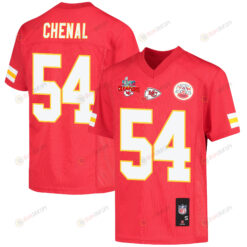 Leo Chenal 54 Kansas City Chiefs Super Bowl LVII Champions 3 Stars Youth Jersey - Red