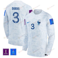 Leo Dubois 3 France National Team FIFA World Cup Qatar 2022 Patch - Men Away Long Sleeve Jersey