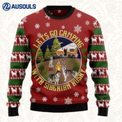 Let'S Go Camping With Siberian Husky Ugly Sweaters For Men Women Unisex