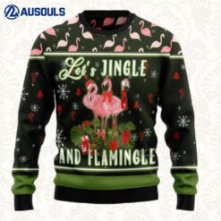 Let'S Jingle And Flamingle Ugly Sweaters For Men Women Unisex