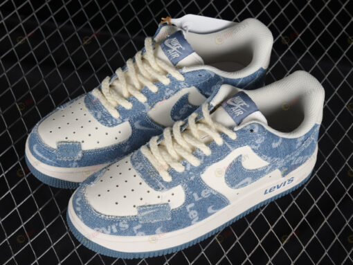 Levi's x Nike Air Force 1 Beige Blue Shoes Sneakers