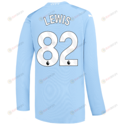 Lewis 82 Manchester City 2023/24 Long Sleeve Home Jersey - Sky Blue