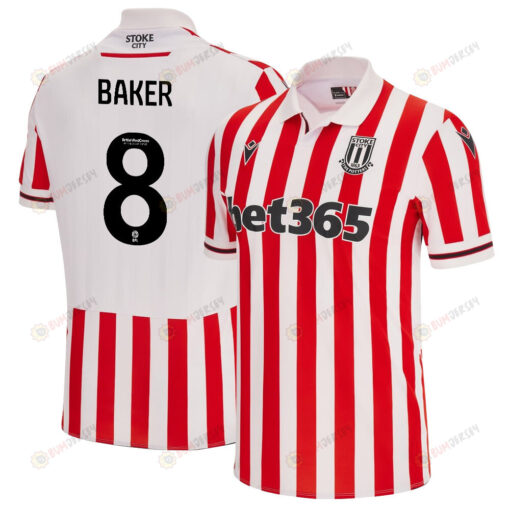 Lewis Baker 8 Stoke City FC 2023/24 Home Men Jersey - White Red
