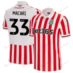 Lewis Macari 33 Stoke City FC 2023/24 Home Men Jersey - White Red