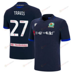 Lewis Travis 27 Blackburn Rovers 2022-23 Away Jersey - Navy