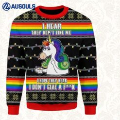 Lgbt Unicorn I Don'T Give A Fk Ugly Sweaters For Men Women Unisex