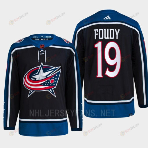 Liam Foudy 19 Reverse Retro 2.0 2022 Columbus Blue Jackets Navy Jersey Primegreen