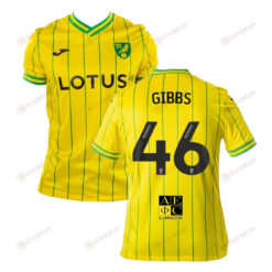 Liam Gibbs 46 Norwich City 2022-23 Home Jersey - Yellow
