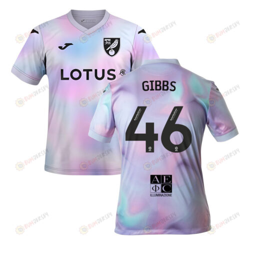 Liam Gibbs 46 Norwich City 2022-23 Third Jersey - Tie-dye