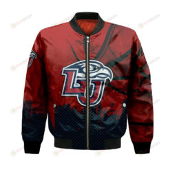 Liberty Flames Bomber Jacket 3D Printed Basketball Net Grunge Pattern