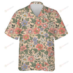 Liberty Style Background Of Small Coral Pink Flowers Design Hawaiian Shirt
