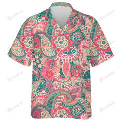 Light Colorf Green And Pink Flowers Paisley Design Hawaiian Shirt