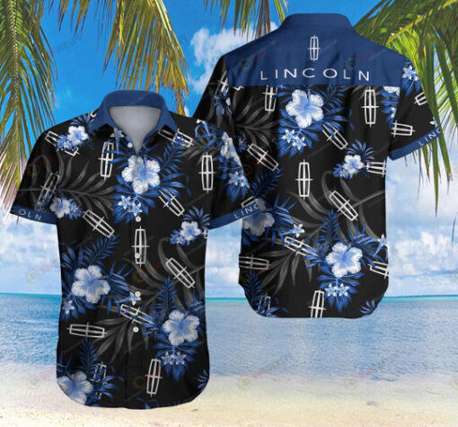 Lincoln Floral And Leaves Pattern Curved Hawaiian Shirt In Black