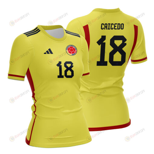 Linda Caicedo 18 Colombia 2023 Women Home Jersey - Yellow - All Over Printed Jersey