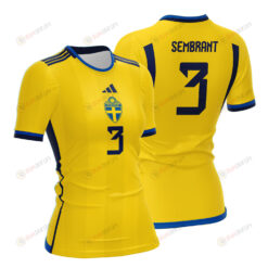 Linda Sembrant 3 Sweden 2023 Women Home Jersey - Yellow - All Over Printed Jersey