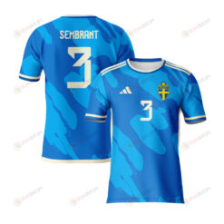 Linda Sembrant 3 Sweden 2023 Youth Away Jersey - Blue - All Over Printed Jersey