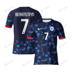 Lineth Beerensteyn 7 Netherlands 2023 Youth Away Jersey - Blue - All Over Printed Jersey