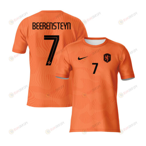 Lineth Beerensteyn 7 Netherlands 2023 Youth Home Jersey - Orange - All Over Printed Jersey