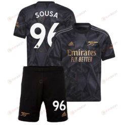 Lino Sousa 96 Arsenal Away Kit 2022 - 2023 Youth Jersey - Black