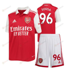 Lino Sousa 96 Arsenal Home Kit 2022-23 Youth Jersey - Red