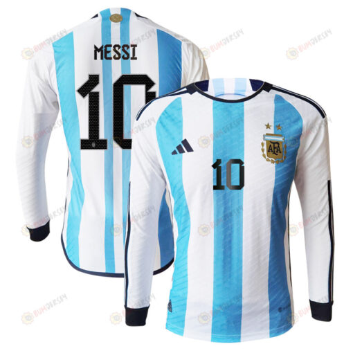 Lionel Messi 10 Argentina 2022-23 Home Men Long Sleeve Jersey National Team World Cup Qatar