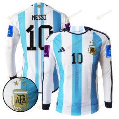 Lionel Messi 10 Argentina 2022-23 Men Home Long Sleeve Jersey National Team