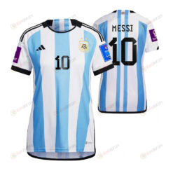 Lionel Messi 10 Argentina 2022-23 Women Home Jersey World Cup Patch