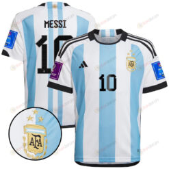 Lionel Messi 10 Argentina 2022-23 Youth Home Jersey World Cup Patch