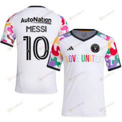 Lionel Messi 10 Inter Miami CF 2023 Pride Pre-Match Men Jersey - White