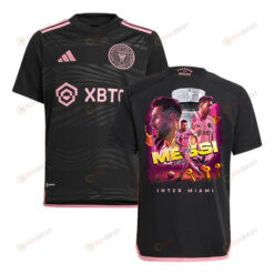 Lionel Messi 10 Inter Miami Celebrates Leagues Cup Win 2023 Black Jersey - YOUTH