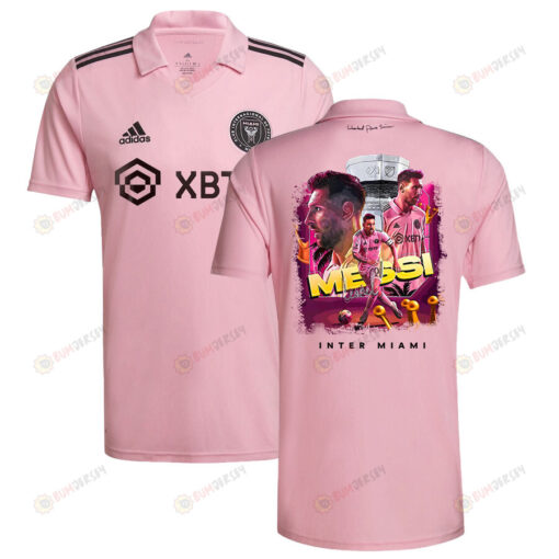 Lionel Messi 10 Inter Miami Celebrates Leagues Cup Win 2023 Pink Jersey - Men