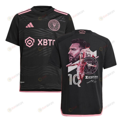 Lionel Messi 10 Inter Miami Clinches Leagues Cup Crown 2023 Black Jersey - YOUTH