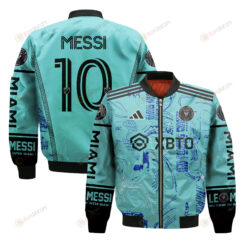 Lionel Messi 10 Inter Miami FC One Planet 3D Printing Bomber Jacket - Green