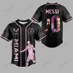 Lionel Messi 10 Inter Miami FC The Goat Signed Baseball Jersey - Black