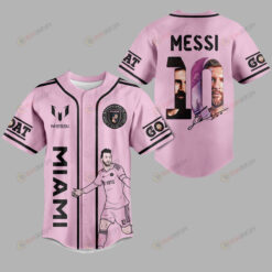 Lionel Messi 10 Inter Miami FC The Goat Signed Baseball Jersey - Pink