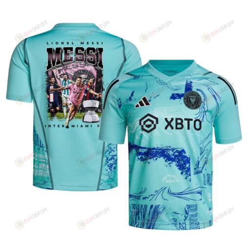 Lionel Messi 10 Inter Miami Golden Victory Leagues Cup 2023 One Planet Jersey - YOUTH