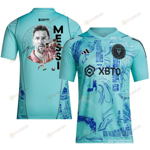 Lionel Messi 10 Inter Miami Signed Win Leagues Cup 2023 One Planet Men Jersey - Player Version