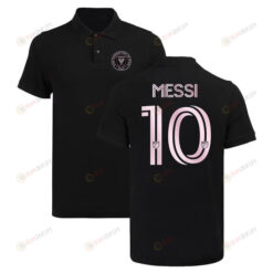 Lionel Messi 10 Inter Miami Team Logo Polo Shirt - Black