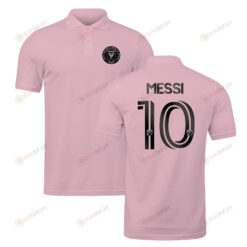 Lionel Messi 10 Inter Miami Team Logo Polo Shirt - Pink