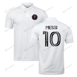 Lionel Messi 10 Inter Miami Team Logo Polo Shirt - White