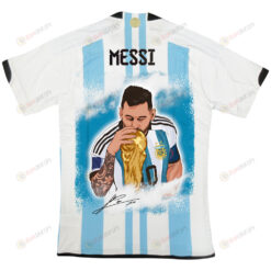 Lionel Messi 10 Messi Bagged The World Cup Trophy Player Version Men Jersey