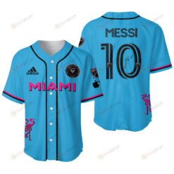 Lionel Messi 10 Signed Inter Miami FC Blue Pattern 3D Baseball Jersey