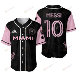 Lionel Messi 10 Signed Inter Miami Tropical Pattern 3D Baseball Jersey - Black/Pink