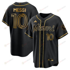 Lionel Messi Inter Miami Baseball Cool Base Gold Jersey - Stitched Men Jersey - Black
