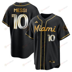 Lionel Messi Inter Miami Baseball Cool Base Gold Jersey - Stitched Men Jersey - Silver/ Black