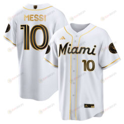 Lionel Messi Inter Miami Baseball Cool Base Gold Jersey - Stitched Men Jersey - White