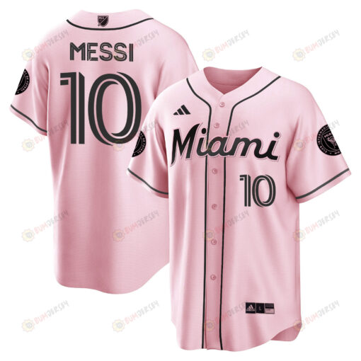 Lionel Messi Inter Miami Baseball Cool Base Jersey - Stitched Men Jersey - Black/ Pink