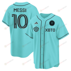 Lionel Messi Inter Miami Baseball Cool Base Jersey - Stitched Men Jersey - Tourquise