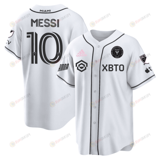 Lionel Messi Inter Miami Baseball Cool Base Jersey - Stitched Men Jersey - White