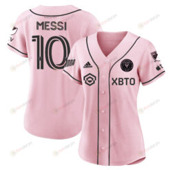 Lionel Messi Inter Miami Baseball Cool Base Women Jersey - Stitched - Pink